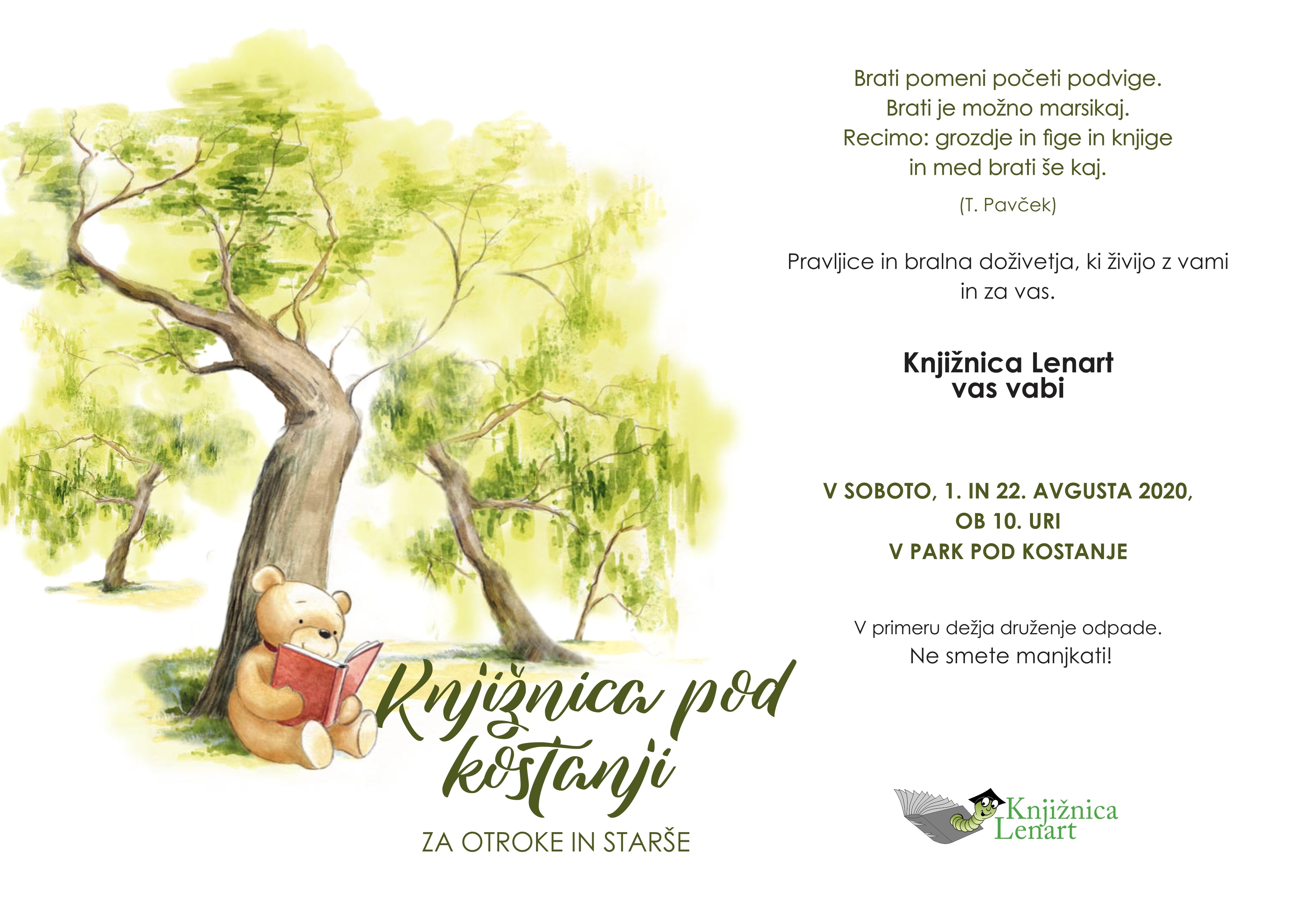 Knjižnica pod kostanji 20 PLAKAT